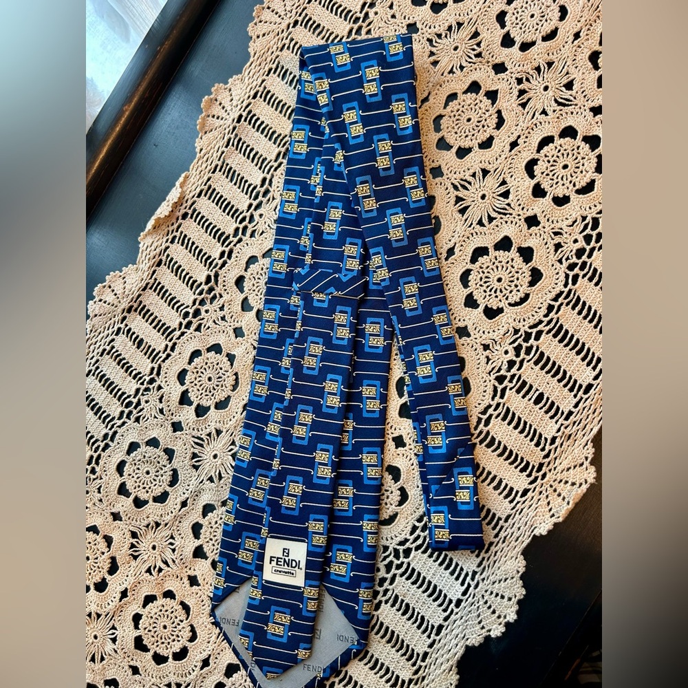 Fendi blue men’s tie - Picture 6 of 6